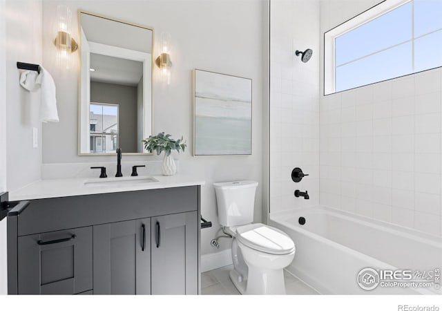 1425 Burt Ave, Berthoud, CO 80513 - full bathroom featuring toilet, vanity, baseboards, and washtub / shower combination