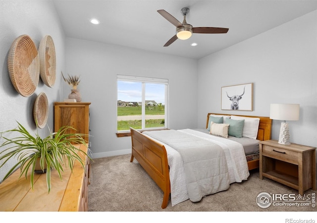505 Nesting Eagles Way, Berthoud, CO 80513 - bedroom with carpet floors, recessed lighting, baseboards, and ceiling fan