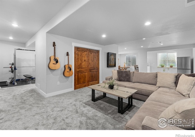 505 Nesting Eagles Way, Berthoud, CO 80513 - living area with recessed lighting, carpet flooring, and baseboards