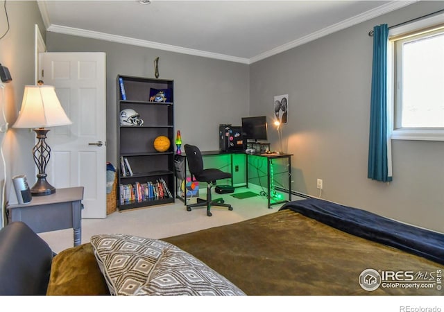 1960 Colard Ln, Lyons, CO 80540 - bedroom featuring crown molding and carpet floors