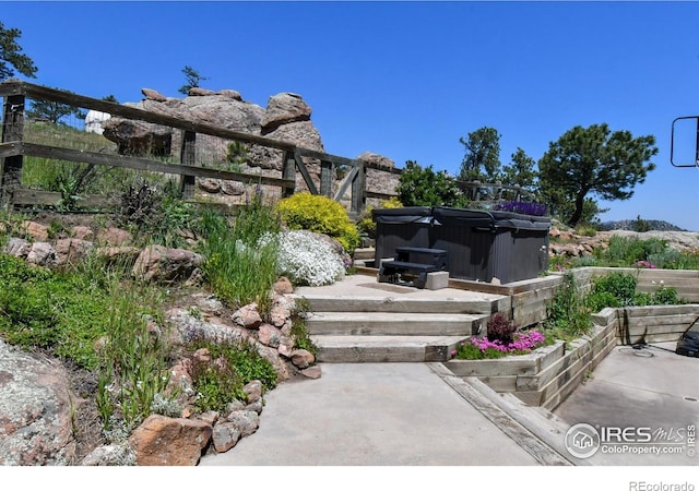 1960 Colard Ln, Lyons, CO 80540 - view of patio featuring a hot tub