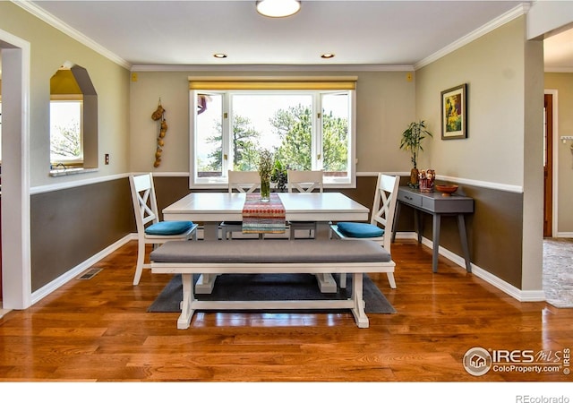 1960 Colard Ln, Lyons, CO 80540 - dining space with crown molding and wood finished floors