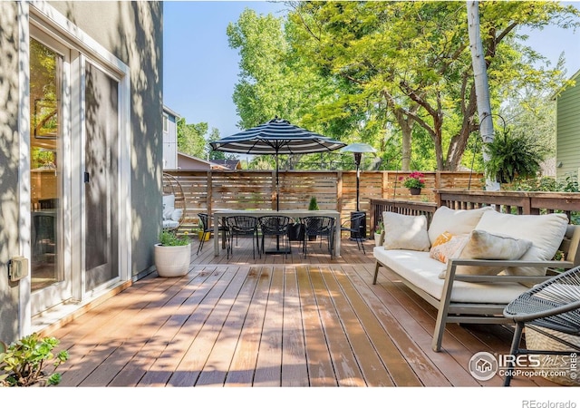 3490 16th St, Boulder, CO 80304 - deck featuring outdoor lounge area and outdoor dining space