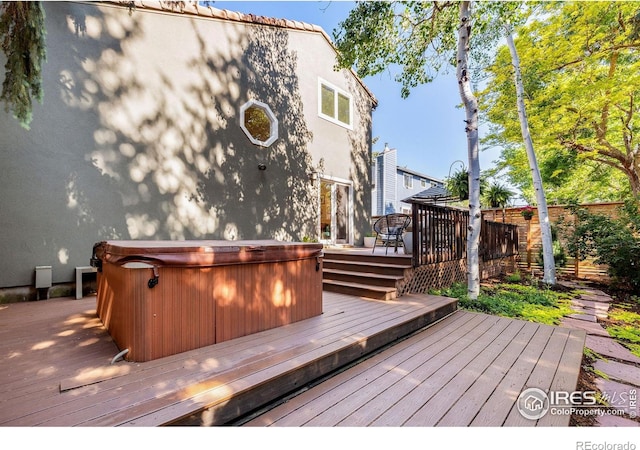 3490 16th St, Boulder, CO 80304 - wooden terrace with a covered hot tub