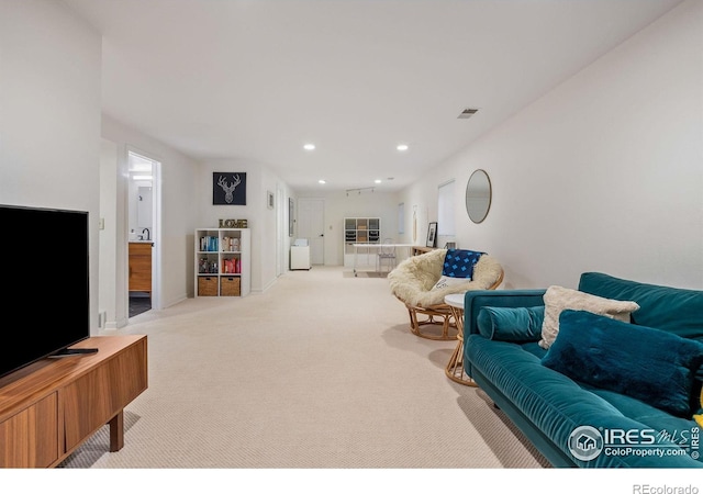 3490 16th St, Boulder, CO 80304 - carpeted living area featuring recessed lighting