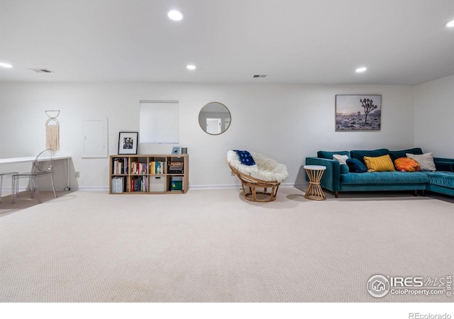 3490 16th St, Boulder, CO 80304 - living area featuring carpet flooring and recessed lighting