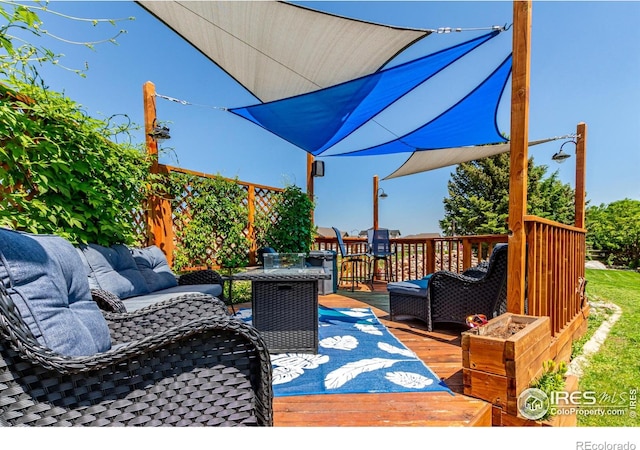 1451 Red Fox Cir, Severance, CO 80550 - deck featuring an outdoor living space