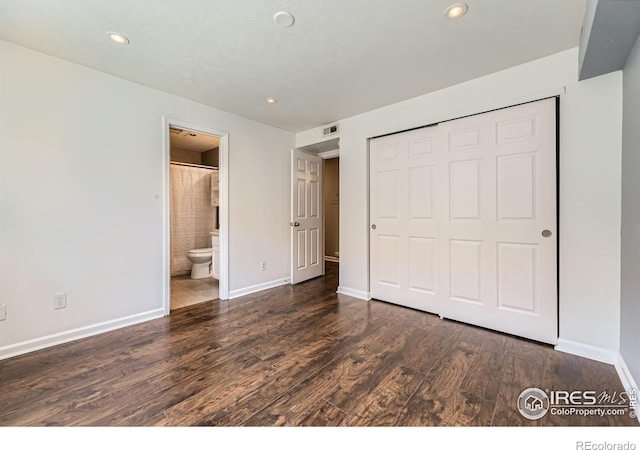 4771 White Rock Cir Unit B, Boulder, CO 80301 - unfurnished bedroom with a closet, wood finished floors, recessed lighting, and connected bathroom
