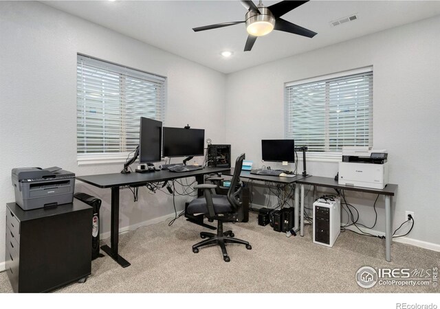 6420 Tuxedo Park Rd, Timnath, CO 80547 - carpeted office with a ceiling fan, plenty of natural light, and recessed lighting