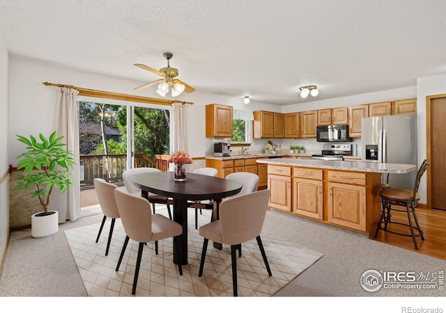 4222 W 22nd Street Rd, Greeley, CO 80634 - dining space with ceiling fan and a textured ceiling