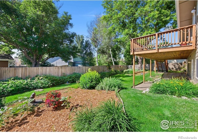 4222 W 22nd Street Rd, Greeley, CO 80634 - fenced backyard with stairway and a wooden deck