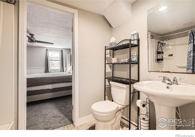 4009 W 52nd Ave, Denver, CO 80212 - ensuite bathroom with speckled floor and a shower with curtain