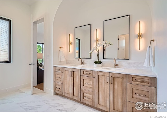 1126 W Enclave Cir, Louisville, CO 80027 - bathroom with double vanity and marble finish floors