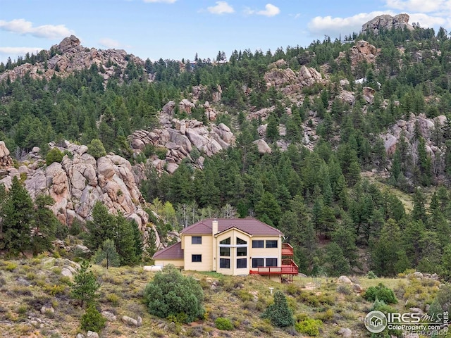 366 N Rim Rd, Livermore, CO 80536 - aerial view of property and surrounding area with a heavily wooded area