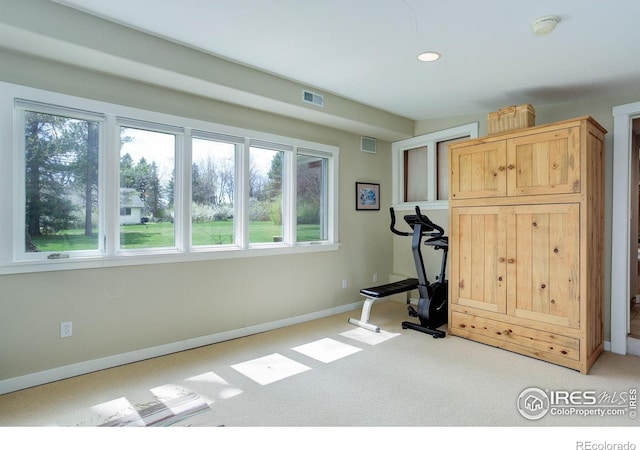 9445 Lykins Pl, Boulder, CO 80301 - exercise area with carpet, healthy amount of natural light, and recessed lighting