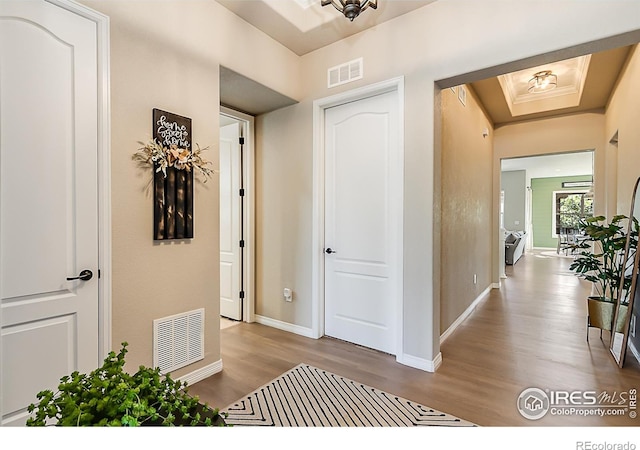 2050 Vineyard Dr, Windsor, CO 80550 - hall with wood finished floors and baseboards