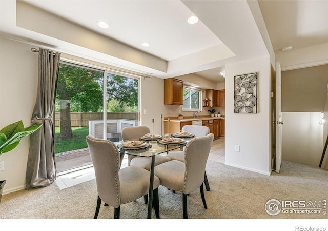 4255 Westshore Way Unit 19, Fort Collins, CO 80525 - dining room featuring light carpet, recessed lighting, and light tile patterned floors