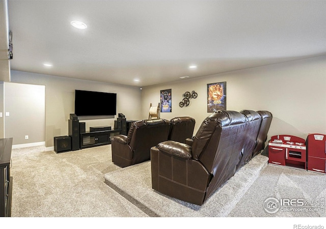 973 Mt Andrew Dr, Severance, CO 80550 - home theater room with carpet flooring and recessed lighting