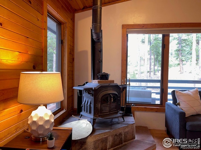 33 N Skinner Rd, Allenspark, CO 80510 - living room featuring a wood stove and wood finished floors