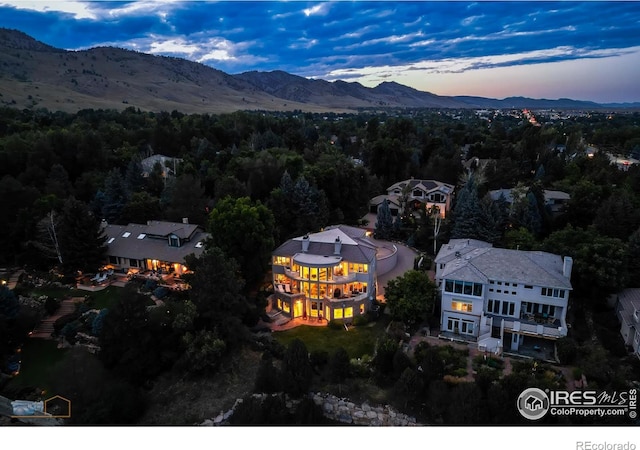 3747 Mountain Laurel Pl, Boulder, CO 80304 - aerial view at dusk of a mountain view and a forest view