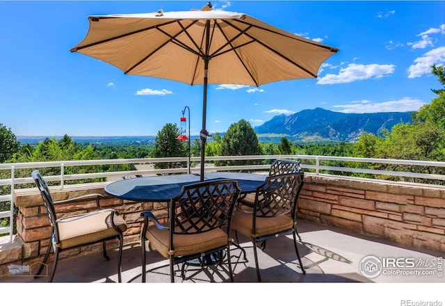 3747 Mountain Laurel Pl, Boulder, CO 80304 - patio / terrace featuring a mountain view and outdoor dining space
