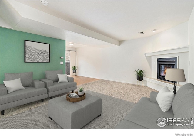 911 Tulip St Unit C, Longmont, CO 80501 - living room with a glass covered fireplace and carpet floors