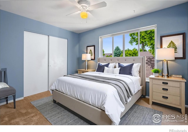 3465 Lochwood Dr Unit 91, Fort Collins, CO 80525 - bedroom featuring carpet flooring, a closet, and ceiling fan