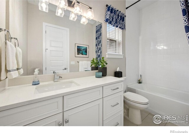 1768 Barefoot Dr, Windsor, CO 80550 - bathroom featuring vanity, tile patterned floors, and shower / bath combination