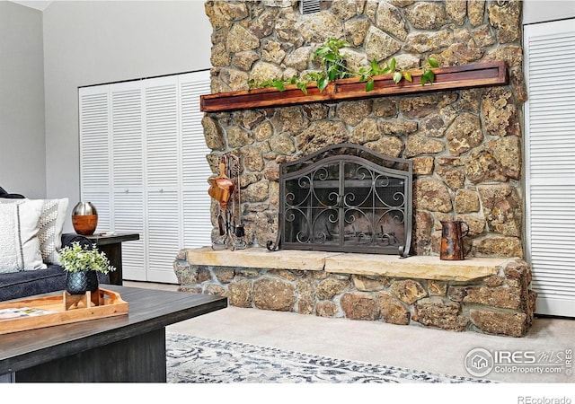 178 Balsam Ln, Boulder, CO 80304 - detailed view of carpet and a stone fireplace