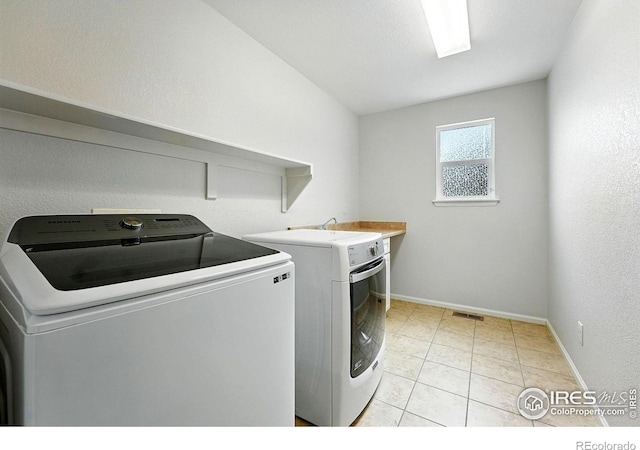 1662 Crestview Ln, Erie, CO 80516 - laundry area featuring independent washer and dryer and light tile patterned flooring