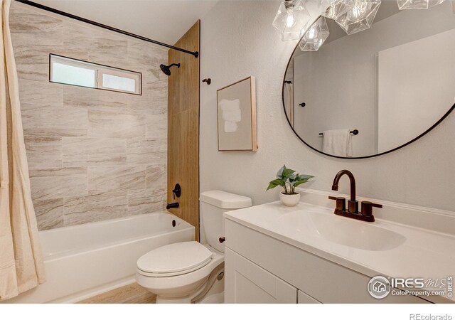 1206 Dawn Ave, Gilcrest, CO 80623 - full bathroom with shower / bathtub combination with curtain and vanity