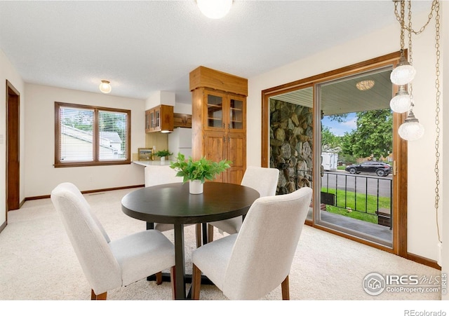 609 Endicott St, Fort Collins, CO 80524 - dining room with light carpet and a textured ceiling