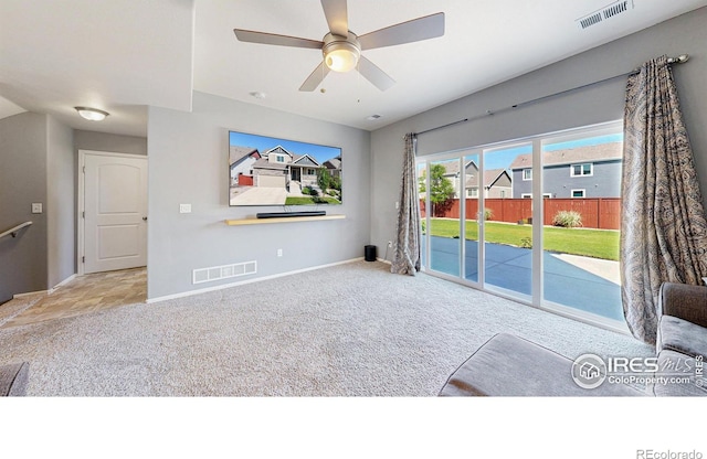 1661 Rise Dr, Windsor, CO 80550 - unfurnished living room with carpet floors and ceiling fan
