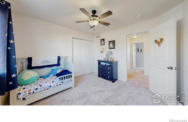 1661 Rise Dr, Windsor, CO 80550 - carpeted bedroom featuring a closet and a ceiling fan