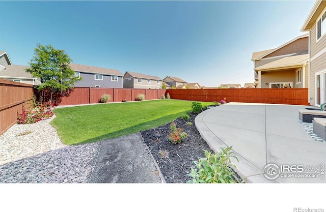 1661 Rise Dr, Windsor, CO 80550 - fenced backyard featuring a patio and a residential view