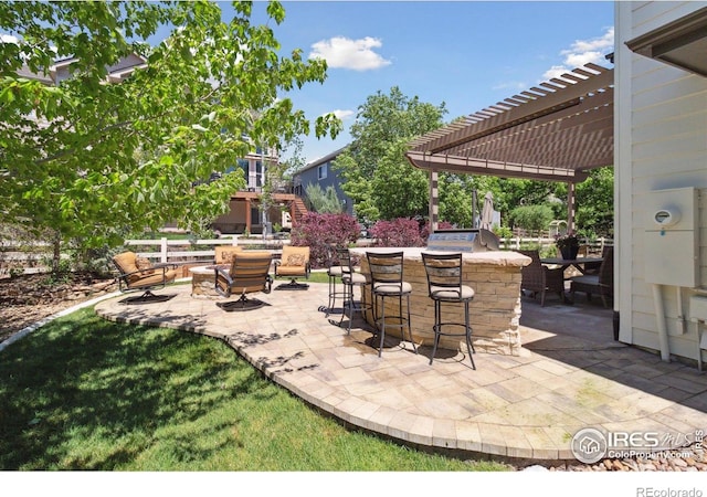 3931 Stonegrass Pt, Broomfield, CO 80023 - view of patio featuring a pergola, an outdoor hangout area, and area for grilling