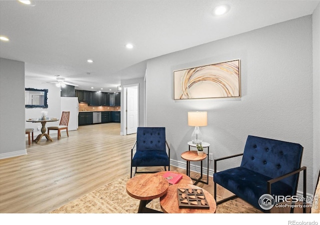 5753 Secrest Ct, Golden, CO 80403 - sitting room featuring recessed lighting, light wood-style floors, and ceiling fan