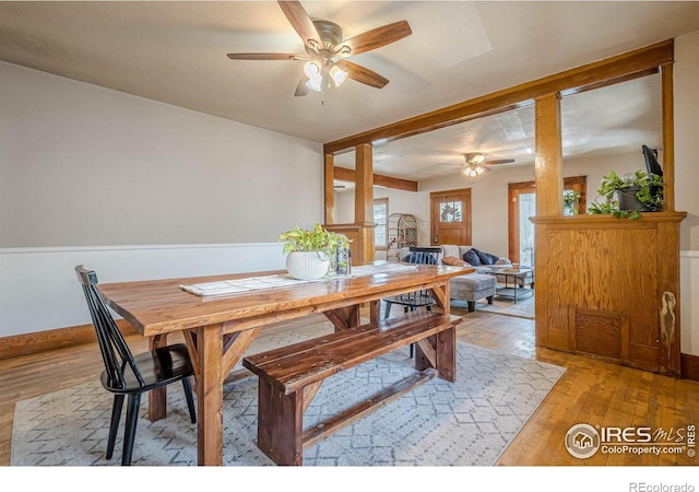 1421 N 7th St, Grand Junction, CO 81501 - dining area featuring ceiling fan and light wood-type flooring