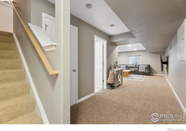 13266 Teller Lake Way, Broomfield, CO 80020 - living room with carpet, stairs, and recessed lighting