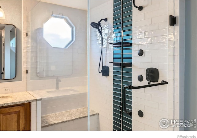 1616 Cedarwood Dr, Longmont, CO 80504 - bathroom with a stall shower and vanity
