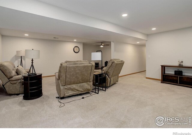 1250 Honeysuckle Ct, Windsor, CO 80550 - carpeted living room with recessed lighting