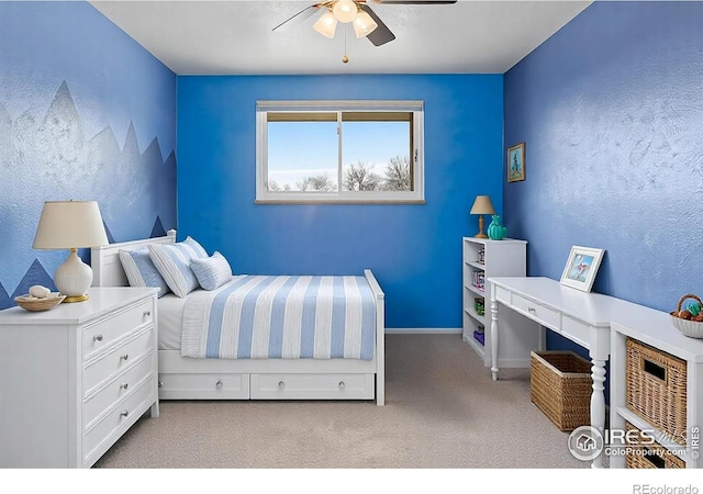 7162 Quay St, Arvada, CO 80003 - bedroom with light carpet and a ceiling fan