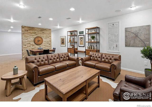 7162 Quay St, Arvada, CO 80003 - living area featuring light colored carpet and recessed lighting