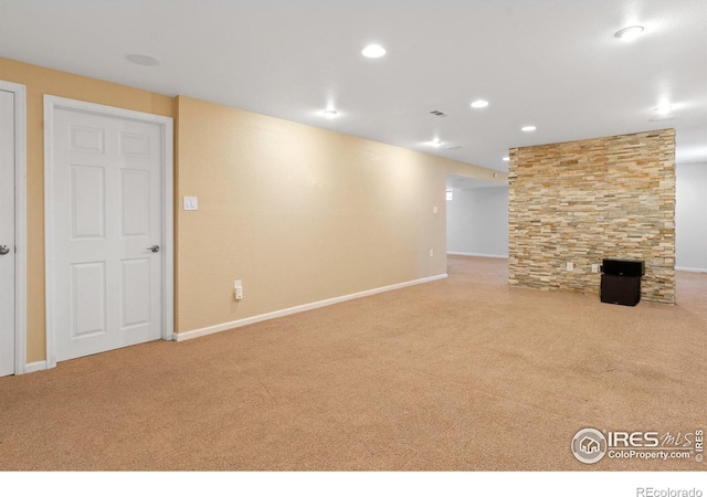 7162 Quay St, Arvada, CO 80003 - unfurnished living room featuring carpet and recessed lighting
