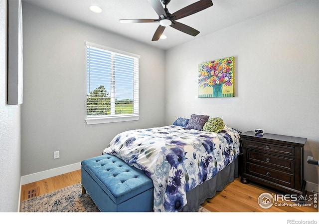 1101 Hillside Ln, Louisville, CO 80027 - bedroom with light wood-style floors, recessed lighting, and ceiling fan