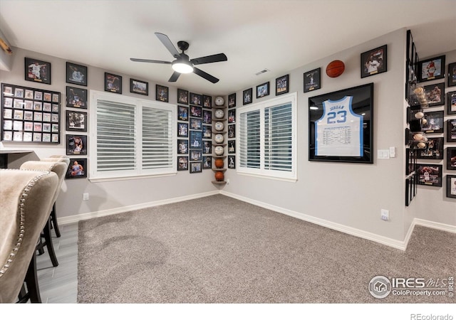 4041 Carroway Seed Dr, Johnstown, CO 80534 - office with a ceiling fan and carpet floors
