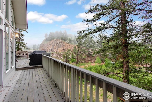 11042 N Saint Vrain Dr, Lyons, CO 80540 - wooden deck with a grill