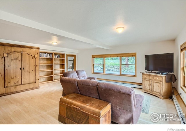 148 Granite Dr, Boulder, CO 80302 - living room featuring a baseboard radiator, light wood-style floors, and a baseboard heating unit