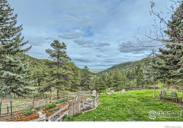 148 Granite Dr, Boulder, CO 80302 - view of yard featuring a vegetable garden and a view of trees