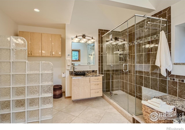 148 Granite Dr, Boulder, CO 80302 - full bath featuring tile patterned flooring, a stall shower, and vanity